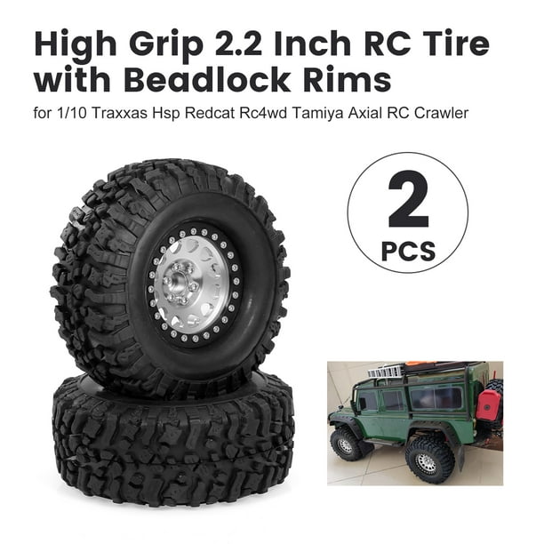 Silver-Blue Metal 1.9" Wheel Hubs & 120MM Tyre Tires 1/10 RC Rock Crawler Tamiya